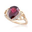 3.80 Carat Rhodolite Garnet Ring with Diamond Accents in 14kt Yellow Gold