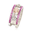 C. 1990 Vintage AAron Basha .80 ct. t.w. Pink Sapphire and .15 ct. t.w. Diamond Ladybug Ring in 18kt White Gold