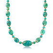 Italian Green Murano Bead Necklace in 18kt Yellow Gold Over Sterling Silver