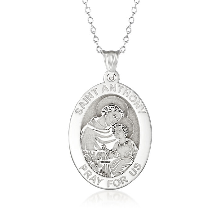 Sterling Silver Saint Anthony Medal Pendant Necklace
