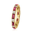 1.50 ct. t.w. Rhodolite Garnet and .50 ct. t.w. White Zircon Eternity Band in 18kt Gold Over Sterling