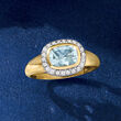 1.50 Carat Aquamarine and .22 ct. t.w. Diamond Ring in 18kt Yellow Gold