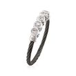 ALOR &quot;Noir&quot; .11 ct. t.w. Diamond Black Cable Ring With 18kt White Gold