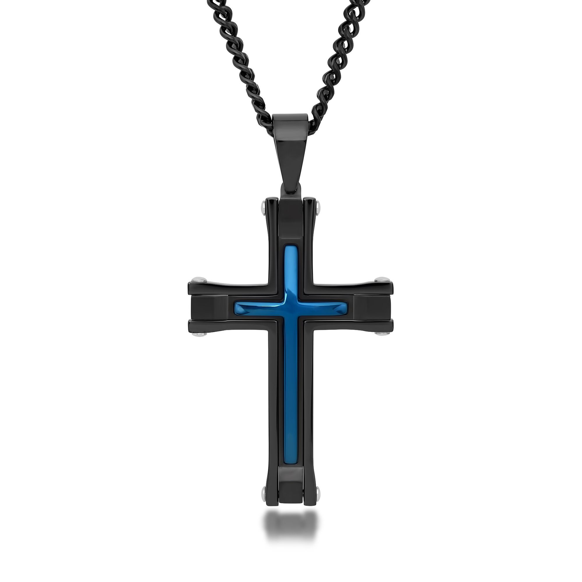 Men Cross Pendant Stainless Steel Link Chain Necklace Statement Jewelry PopBLUS