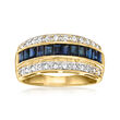 C. 2000 Vintage 1.50 ct. t.w. Sapphire Ring with .40 ct. t.w. Diamonds in 14kt Yellow Gold