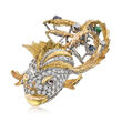 C. 1970 Vintage .33 ct. t.w. Multi-Gemstone Fish Pin with .95 ct. t.w. Diamonds in 10kt Two-Tone Gold