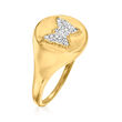 .10 ct. t.w. Diamond Butterfly Signet Ring in 18kt Gold Over Sterling