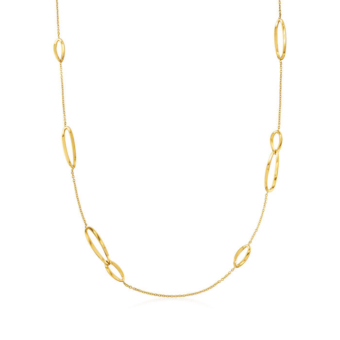 Italian 18kt Yellow Gold Station Oval-Link Necklace