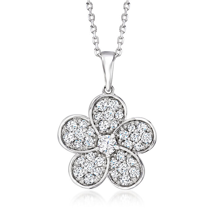 .75 ct. t.w. Diamond Flower Pendant Necklace in Sterling Silver