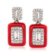 .34 ct. t.w. Diamond Drop Earrings with Red Enamel in 18kt White Gold