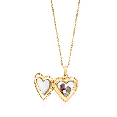 Child's 14kt Tri-Colored Gold Floral Cross Heart Locket Necklace