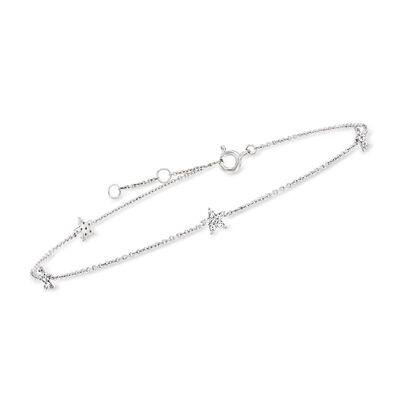 .20 ct. t.w. Diamond Star Anklet in Sterling Silver