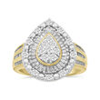 1.01 ct. t.w. Baguette and Round Diamond Teardrop Ring in 18kt Gold Over Sterling