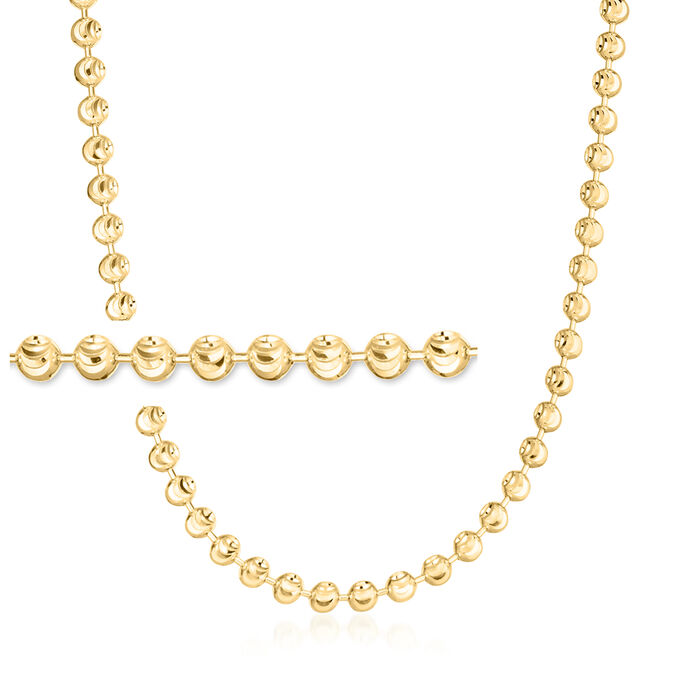 3mm 14kt Yellow Gold Moon-Cut Bead-Chain Necklace