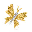 C. 1970 Vintage Tiffany Jewelry .11 ct. t.w. Diamond Butterfly Pin in 18kt Yellow Gold