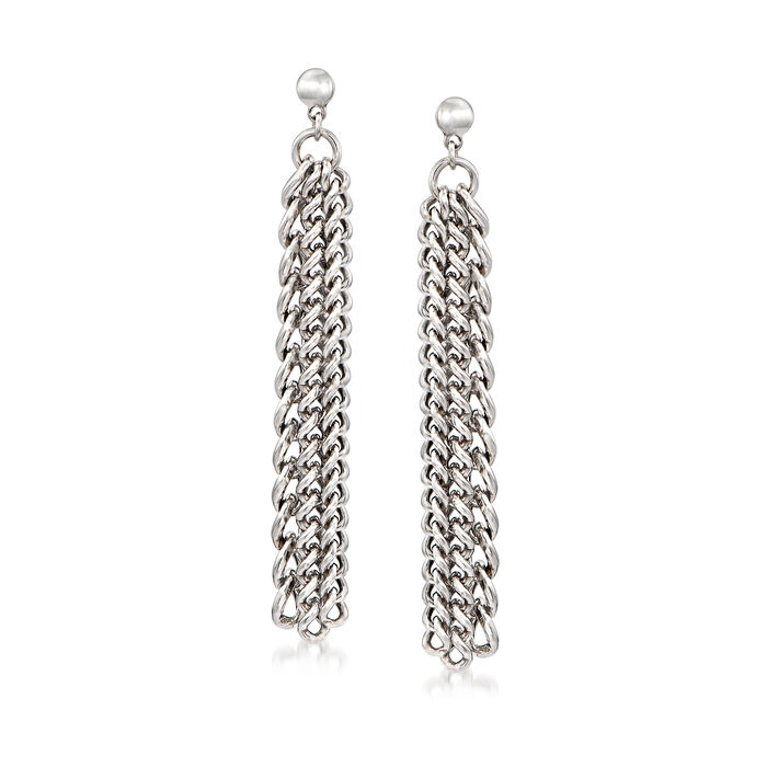 Italian Sterling Silver Curb-Link Drop Earrings