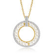 Charles Garnier &quot;Venus&quot; 2.5-3mm Cultured Pearl Circle Pendant Necklace with .40 ct. t.w. CZs in 18kt Gold Over Sterling