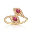 .40 ct. t.w. Ruby and .32 ct. t.w. Diamond Bypass Ring in 18kt Yellow Gold