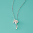 .15 ct. t.w. Diamond Palm Tree Pendant Necklace in 14kt White Gold