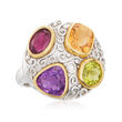 4.90 ct. t.w. Multi-Gemstone Ring in Sterling Silver and 14kt Yellow Gold