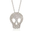 .70 ct. t.w. CZ Skull Necklace in Sterling Silver