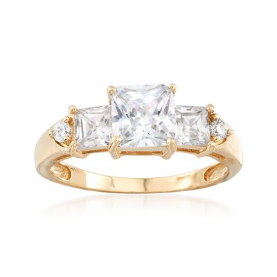 2.00 ct. t.w. Princess-Cut and Round CZ Ring in 14kt Yellow Gold | Ross ...