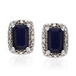 1.30 ct. t.w. Sapphire Stud Earrings with Diamond Accents in Sterling Silver