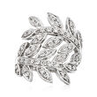 C. 2000 Vintage .48 ct. t.w. Diamond Leaf Bypass Ring in 14kt White Gold