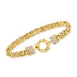 14kt Yellow Gold Byzantine Bracelet with Diamond Accents