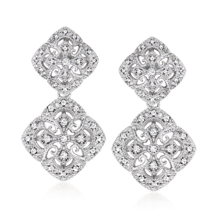 .25 ct. t.w. Diamond Filigree Drop Earrings in Sterling Silver