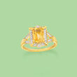 1.40 Carat Citrine and .10 ct. t.w. Diamond Ring in 18kt Gold Over Sterling