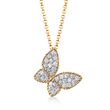 Roberto Coin .25 ct. t.w. Diamond Butterfly Necklace in 18kt Yellow Gold