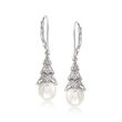 7.5-8mm Cultured Pearl and .10 ct. t.w. Diamond Drop Earrings in Sterling Silver