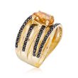 Black Spinel and 2.10 Carat Citrine Ring in 14kt Yellow Gold Over Sterling Silver