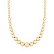 Italian 6-14mm 18kt Gold Over Sterling Silver Bead Graduated Necklace
