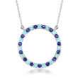 .60 ct. t.w. Sapphire and .60 ct. t.w. Swiss Blue Topaz Eternity Circle Necklace in Sterling Silver