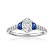 1.21 ct. t.w. Lab-Grown Diamond Ring with .30 ct. t.w. Sapphires in 14kt White Gold