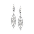 1.50 ct. t.w. Baguette and Round Diamond Marquise-Shaped Drop Earrings in 14kt White Gold