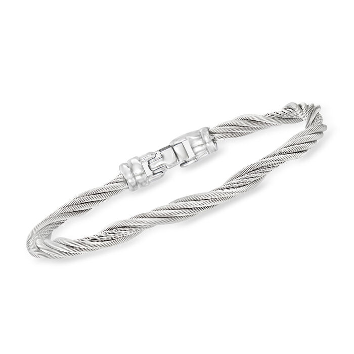 ALOR Gray Stainless Steel Twisted Cable Bracelet