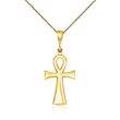 14kt Yellow Gold Ankh Cross Pendant Necklace