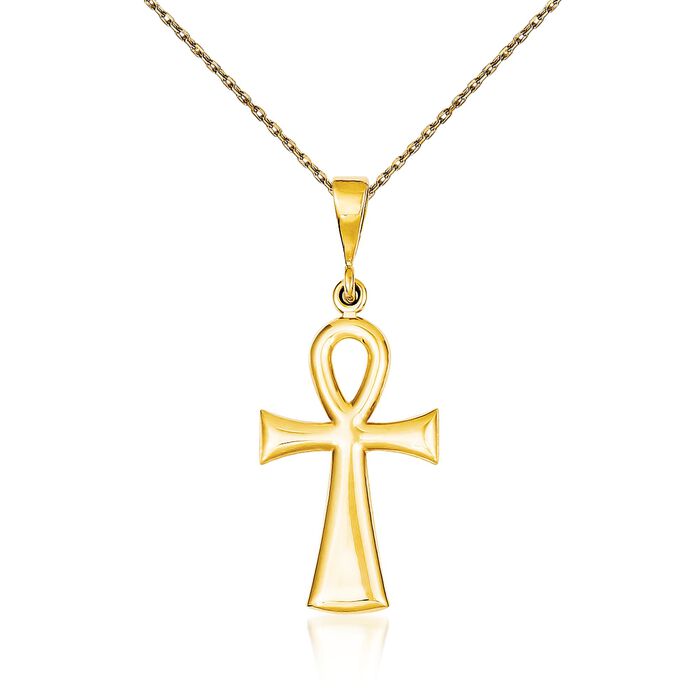 14kt Yellow Gold Ankh Cross Pendant Necklace