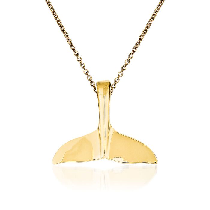 14kt Yellow Gold Whale Tail Pendant Necklace