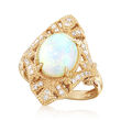 9x11mm Opal Ring with .22 ct. t.w. Diamonds in 18kt Yellow Gold