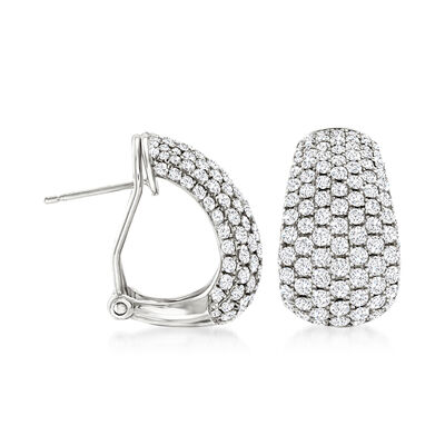3.00 ct. t.w. Pave Diamond Earrings in 14kt White Gold