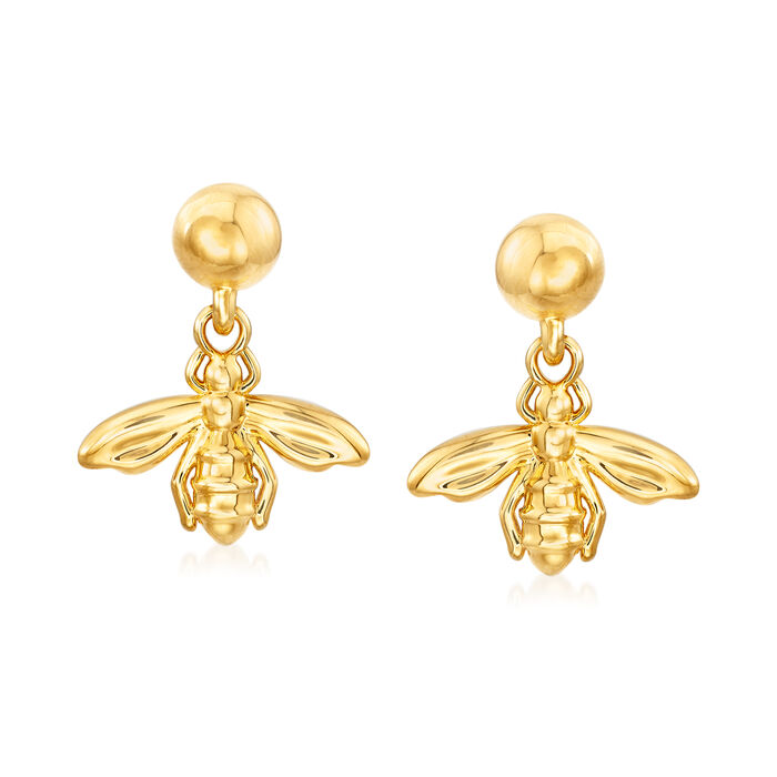 Italian Andiamo 14kt Yellow Gold Bee Drop Earrings