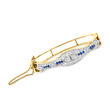 C. 1940 Vintage 1.00 ct. t.w. Diamond and .65 ct. t.w. Sapphire Filigree Bangle Bracelet in Platinum and 14kt Yellow Gold