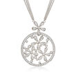 C. 1990 Vintage 1.25 ct. t.w. Diamond Floral Circle Necklace in 14kt White Gold