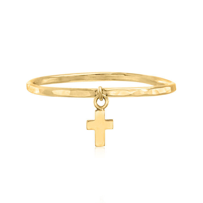 14kt Yellow Gold Cross Charm Ring