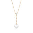 Mikimoto 7.5mm A+ Akoya Pearl Y-Necklace with Diamond Accent in 18kt Yellow Gold