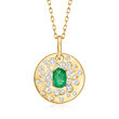 .40 Carat Emerald and .46 ct. t.w. Diamond Pendant Necklace in 14kt Yellow Gold